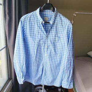 G.H. Bass & Co. 100% Cotton Button Down XL Blue Gingham Plaid
